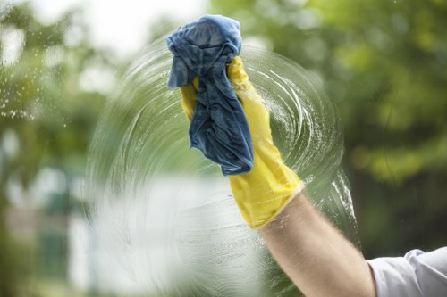 Cleaner in NW6 working in a bright living room with attention to detail